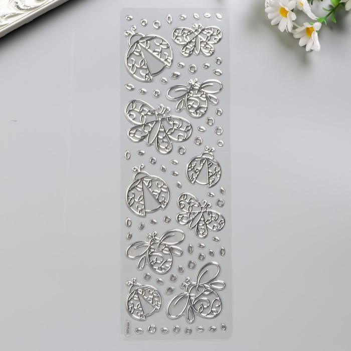 Наклейки пластиковые "Бабочки" фигурные, цвет "золото"/"серебро", 35 х 10 см 2333880